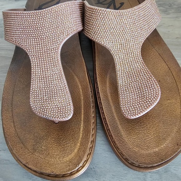 Blue Suede Shoes Womens Size 9 Brown Glitter Shimmer Open Toe Casual - Picture 3 of 7